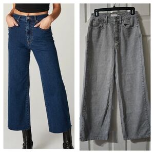 Unpublished + Anthropologie Noemi Wide Leg High Waist Cropped Jeans in Dove, EUC